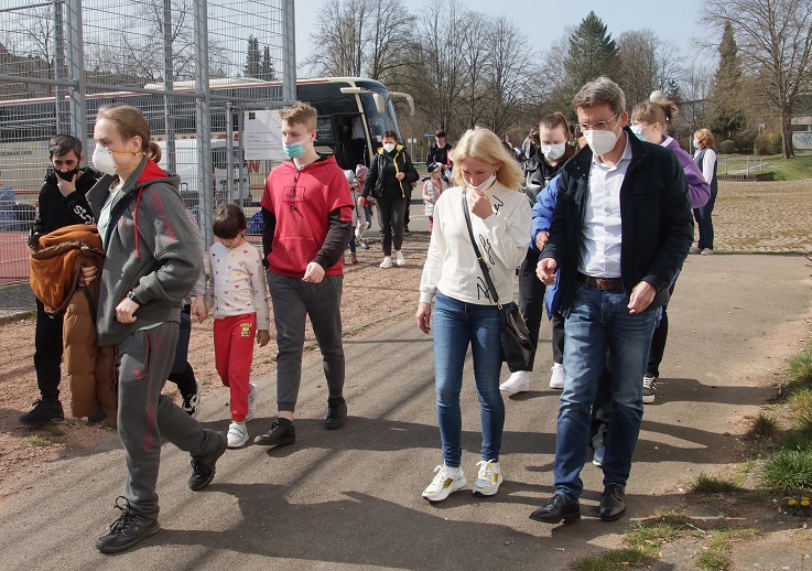 Ukrainische Flüchtlinge kommen in St. Wendel an. (Foto. J. Bonenberger)