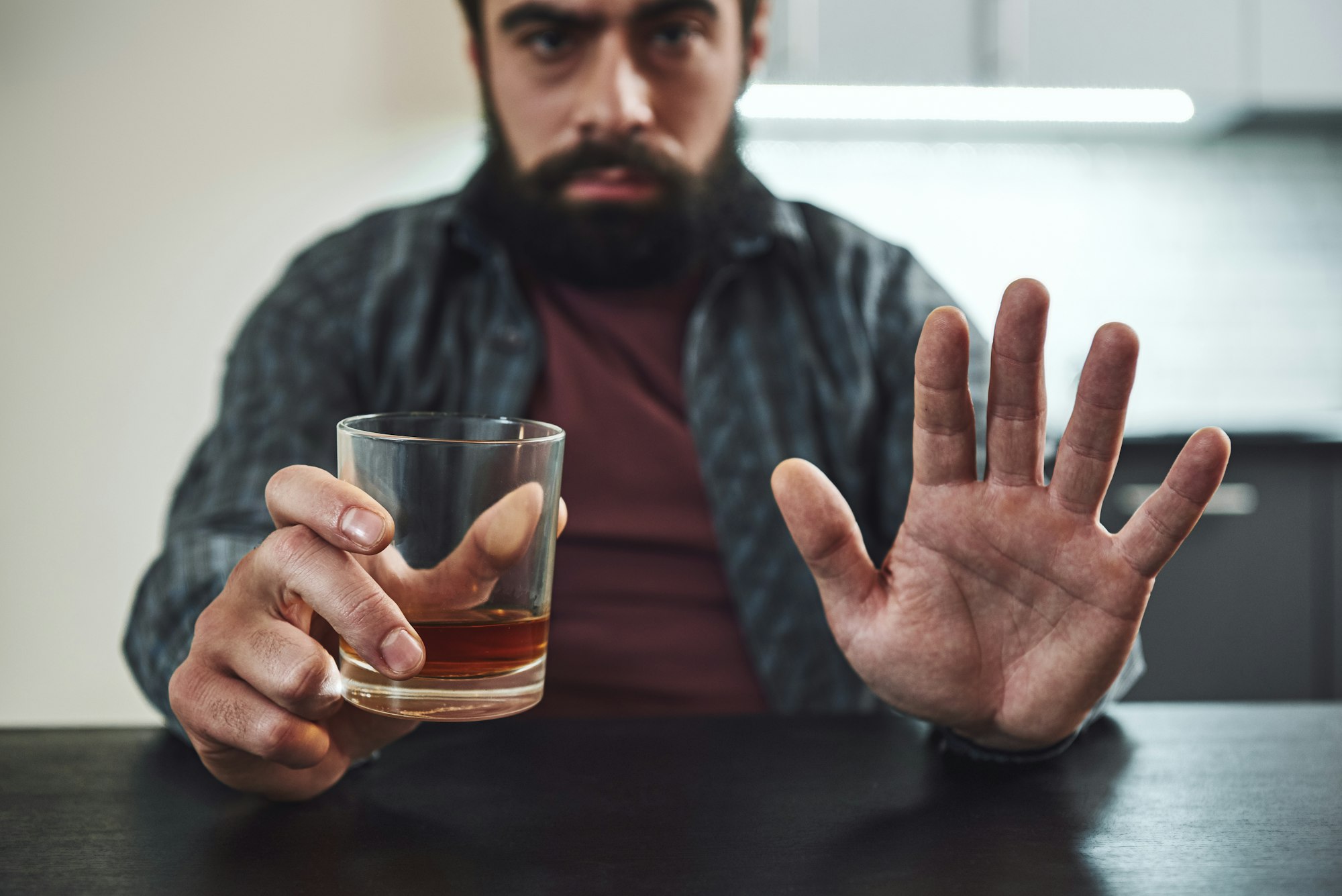 I am more afraid of alcohol than of all the bullets of the enemy. Addicted man refuses to drink a