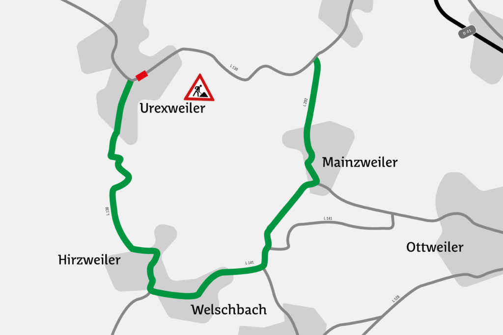 Straßenschaden erfordert Vollsperrung der L 130 in Urexweiler