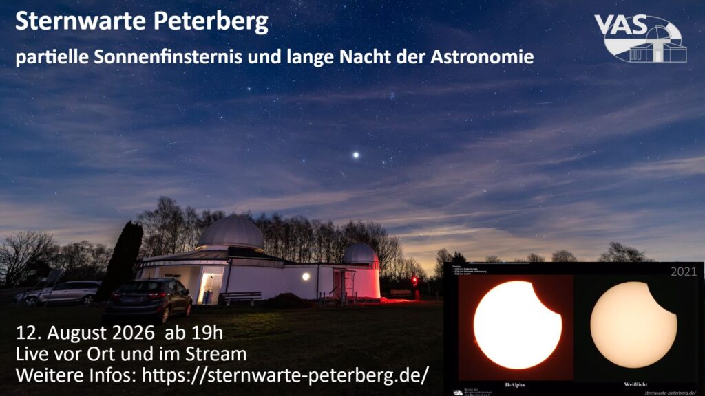 Partielle Sonnenfinsternis im August 2026: Sternwarte Peterberg öffnet kostenlos ihre Tore